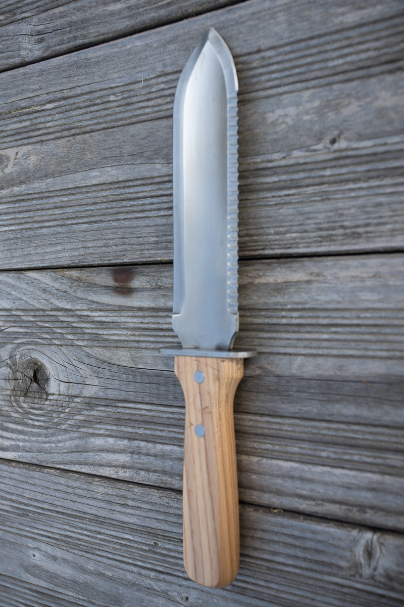 Couteau De Jardin Hori Hori Petite Taille - Lame Acier Inoxydable 140 Mm, Graduée - Pour Désherber, Planter, Creuser - Manche En Hêtre